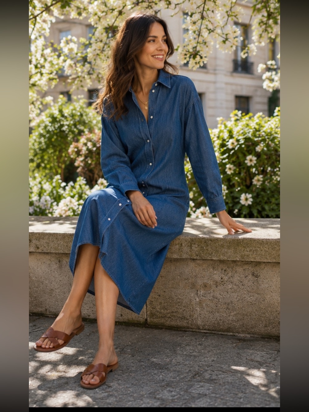 NWT COS Organic Cotton Denim MIDI Dress in Dusty Blue Sz 2